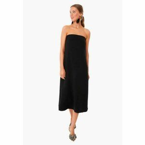 Tuckernuck Women's Strapless Noir Crepe Marin Midi Dress Black Size S NWT